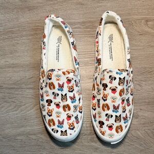 Slip-On Sneakers with Colorful Dog Print